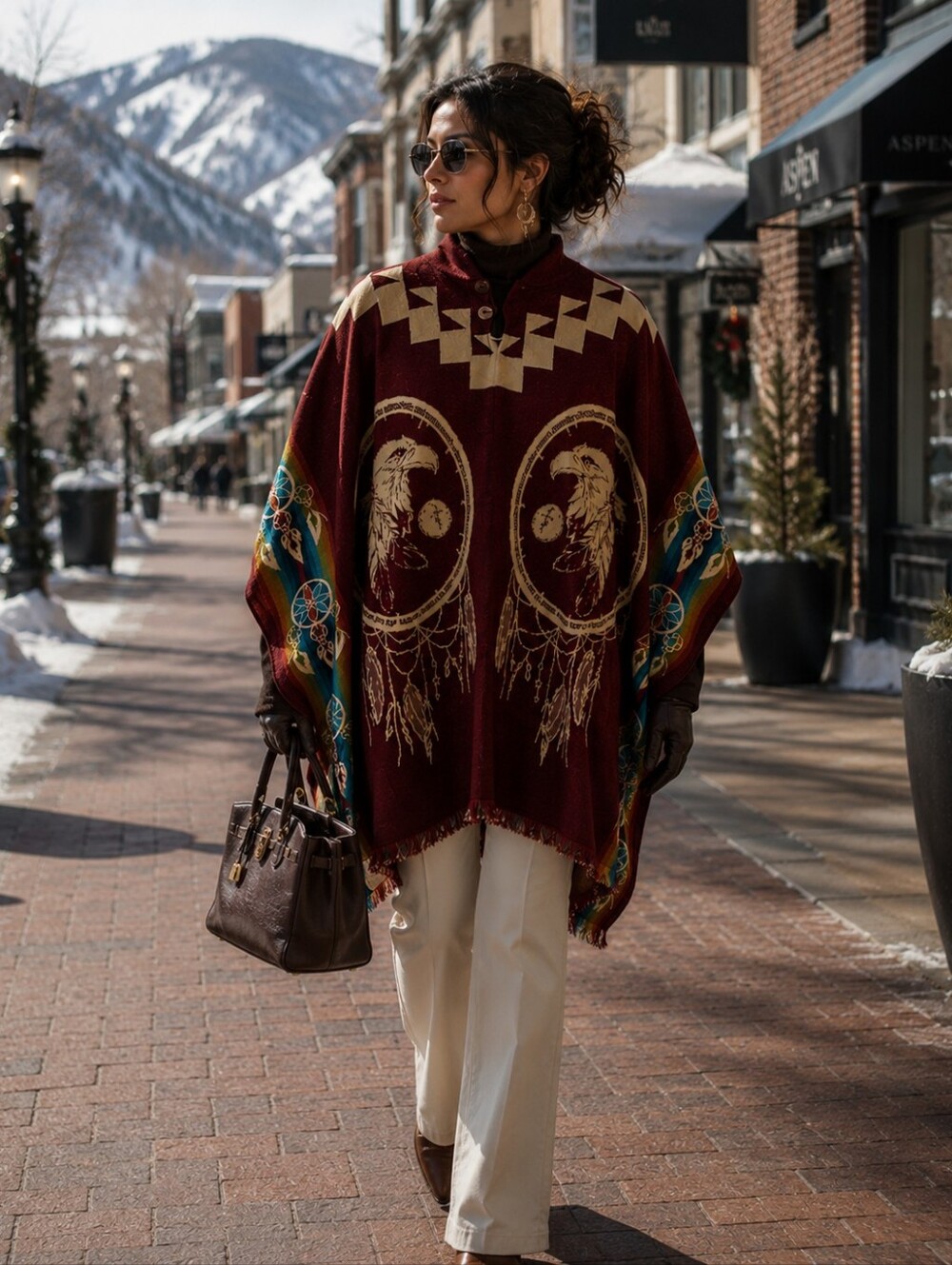 Elegant Burgundy Poncho Sweater